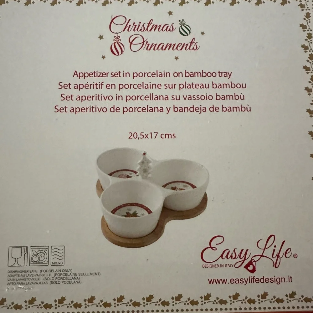 New Easy life Christmas appetiser set in porcelain on bamboo tray